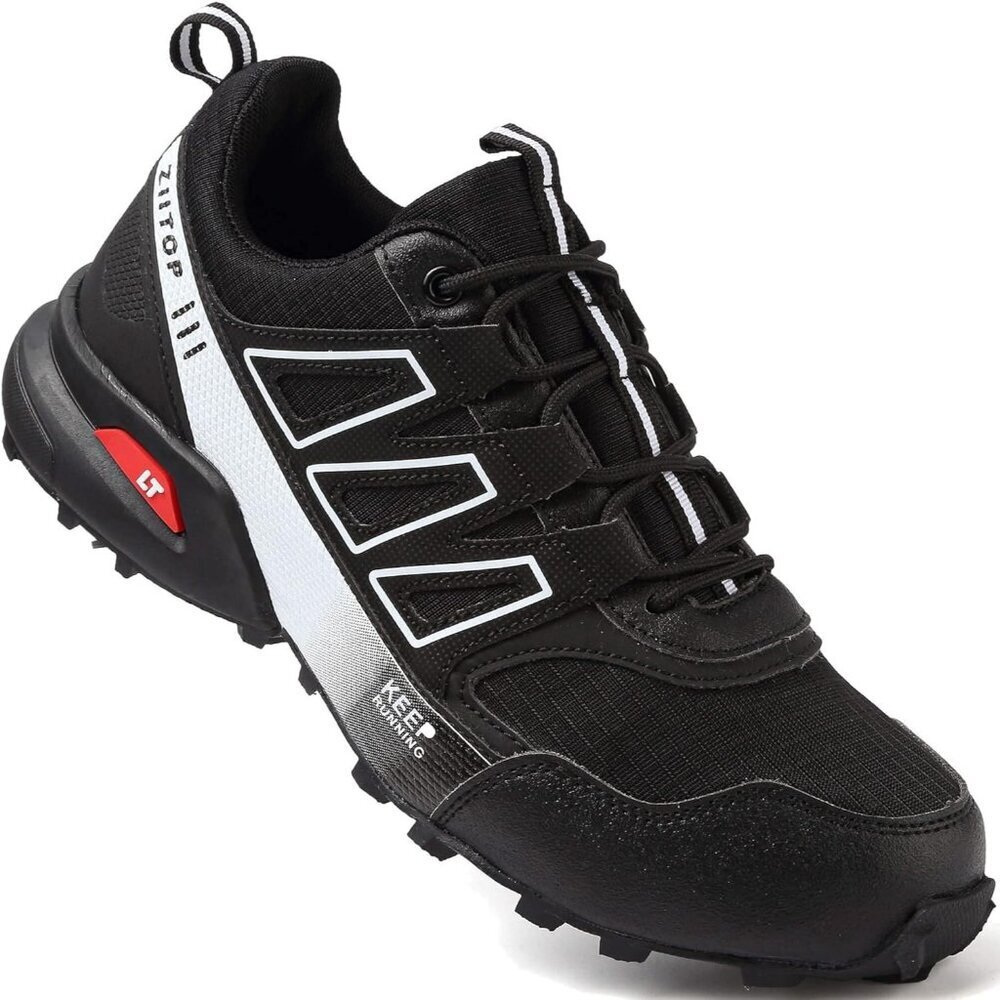 Men Black White Running Hiking Outdoor Walking Breathable Non-Slip Sneakers